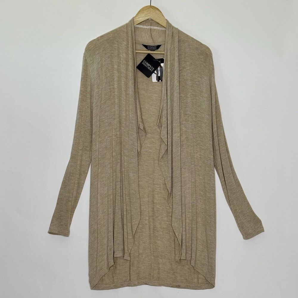 COMPANY ELLEN  TRACY Open Cardigan Sweater Shrug Women's S Tan Heather New -READ